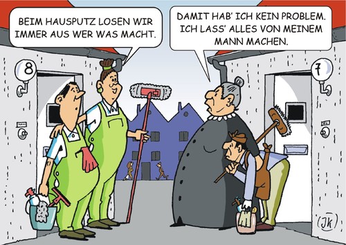 Cartoon: Hausputz (medium) by JotKa tagged hausputz,ehe,beziehungen,beziehung,frau,mann,ehemann,ehefrau,putzen,gesellschaft,er,sie,rollenverteilung,hausputz,ehe,beziehungen,beziehung,frau,mann,ehemann,ehefrau,putzen,gesellschaft,er,sie,rollenverteilung