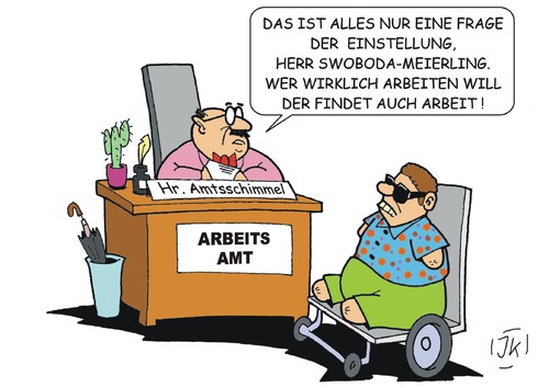 Cartoon: Herr Amtsschimmel 2 (medium) by JotKa tagged job,karriere,berufe,arbeitsplatz,arbeitsamt,löhne,gehälter,wirtschaft,arbeitslosigkeit,berufsunfähig,behinderte,gesellschaft,moral,job,karriere,berufe,arbeitsplatz,arbeitsamt,löhne,gehälter,wirtschaft,arbeitslosigkeit,berufsunfähig,behinderte,gesellschaft,moral