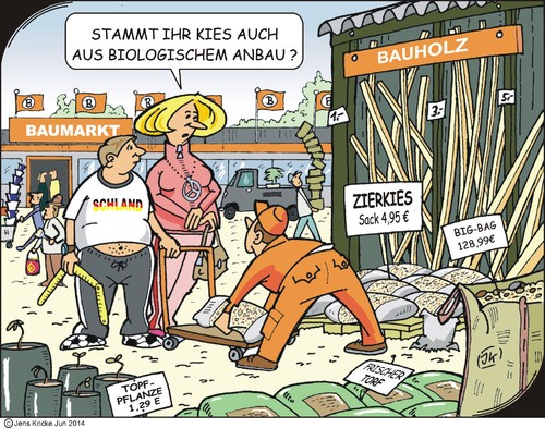 Cartoon: Im Baumarkt (medium) by JotKa tagged baumarkt,heimwerker,baustoffe,hobby,bauholz,holz,kies,sand,zierkies,garten,gartenbau,bigbag,pflanzen,topfpflanzen,biologische,biologischer,anbau,natürlich,natur,einkauf,shopping,männer,frauen,arbeitsplatz,kunden,angebote