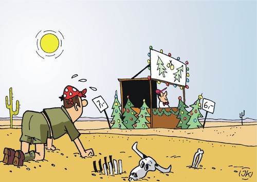 Cartoon: In der Wüste   In the desert (medium) by JotKa tagged wüste,desert,weihnachten,xmas,xmastrees,weihnachtbäume,visionen,visions,feiertage,holidays,thirsty,durst,durstig,wasser,water,sonne,sun,heat,hitze,in,wüste,desert,weihnachten,xmas,xmastrees,weihnachtbäume,visionen,visions,feiertage,holidays,thirsty,durst,durstig,wasser,water,sonne,sun,heat,hitze