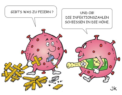 Cartoon: Infektionszahlen (medium) by JotKa tagged corona,covid,19,pandemie,coronaregeln,parties,hochzeiten,clubs,bars,feiern,infektionen,infektionszhlend,deutschland,corona,covid,19,pandemie,coronaregeln,parties,hochzeiten,clubs,bars,feiern,infektionen,infektionszhlend,deutschland