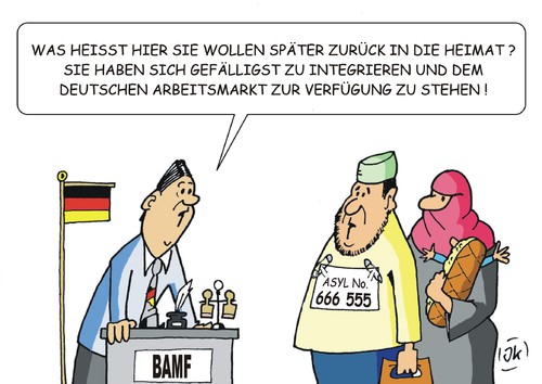 Cartoon: Integration (medium) by JotKa tagged integration,arbeitsmark,deutsch,industrie,ausbildung,sprachkurs,heimat,rückkehr,registrierung,asyl,flüchtlinge,flüchtlingskrise,politik,wirtschaft,arbeitsplatz,facharbeiter,job,gehalt,lohn,arbeit,heimkehr,willkommenskultur,integration,arbeitsmark,deutsch,industrie,ausbildung,sprachkurs,heimat,rückkehr,registrierung,asyl,flüchtlinge,flüchtlingskrise,politik,wirtschaft,arbeitsplatz,facharbeiter,job,gehalt,lohn,arbeit,heimkehr,willkommenskultur