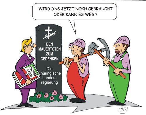 Cartoon: Kann das weg? (medium) by JotKa tagged einfluss,macht,politik,kommunismus,mauertote,mauer,sed,90,bündnis,grünen,ramelow,linke,die,spd,landtagswahl,thüringen