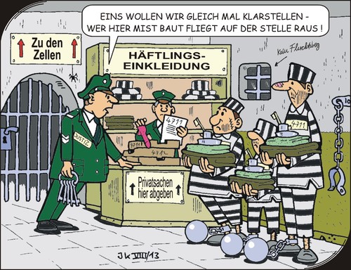 Cartoon: Knastbrüder (medium) by JotKa tagged justiz,gefängnis,gefängnisaufsicht,strafvollzug,urteil,zelle,richter,störenfried,häftling,haftanstalt