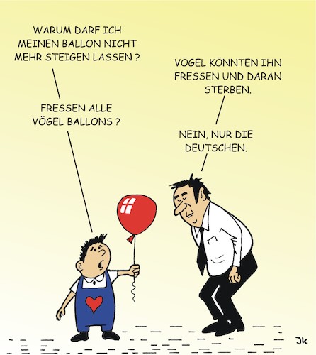 Cartoon: Luftballons (medium) by JotKa tagged luftballons,vögel,umweltschutz,politik,parteien,verbote,kinder,kindergeburtstag,die,grünen,luftballons,vögel,umweltschutz,politik,parteien,verbote,kinder,kindergeburtstag,die,grünen