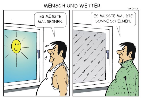 Cartoon: Mensch und Wetter (medium) by JotKa tagged mensch,natur,wetter,jahreszeiten,sonne,regen,unzufriedenheit,frühling,sommer,herbst,winter,mensch,natur,wetter,jahreszeiten,sonne,regen,unzufriedenheit,frühling,sommer,herbst,winter