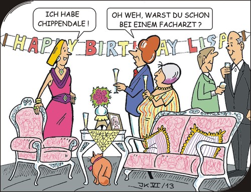 Cartoon: Möbel (medium) by JotKa tagged sessel,lifestyle,gäste,party,feiern,männer,frauen,liebe,freundschaft,besuch,facharzt,möbeldesign,barock,geburtstag,geburtstagsgäste,geburtstagsgeschenke,sofa,möbel,chippendale,rokkoko