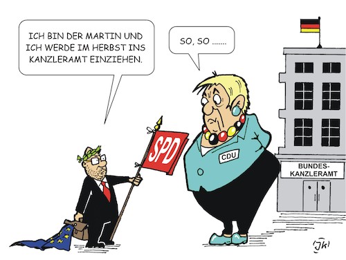 Cartoon: Nominierung (medium) by JotKa tagged nominierung,spd,kanzlerkandidat,martin,schulz,merkel,bundeskanzleramt,bundestagswahlen,wahlen,cdu,politik,parteien,politiker,parlamentarier,nominierung,spd,kanzlerkandidat,martin,schulz,merkel,bundeskanzleramt,bundestagswahlen,wahlen,cdu,politik,parteien,politiker,parlamentarier