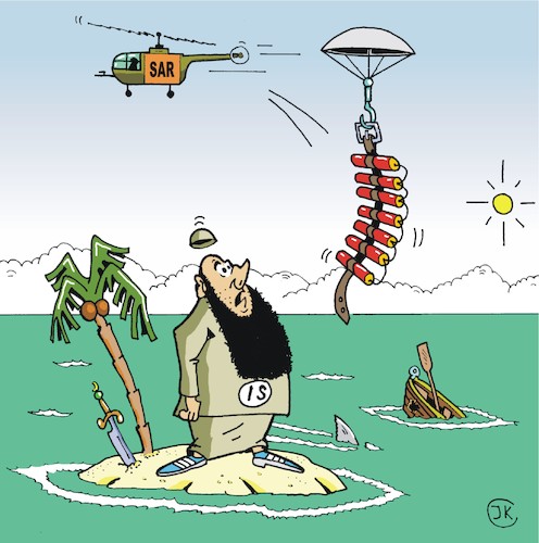 Cartoon: Nützliche Dinge (medium) by JotKa tagged inselwitz,seenot,insel,terrorist,isis,bombe,sprengstoff,strandung,seenotrettung,sar,hubschrauber,meer,ozean,see,palmen,fallschirm,inselwitz,seenot,insel,terrorist,isis,bombe,sprengstoff,strandung,seenotrettung,sar,hubschrauber,meer,ozean,see,palmen,fallschirm