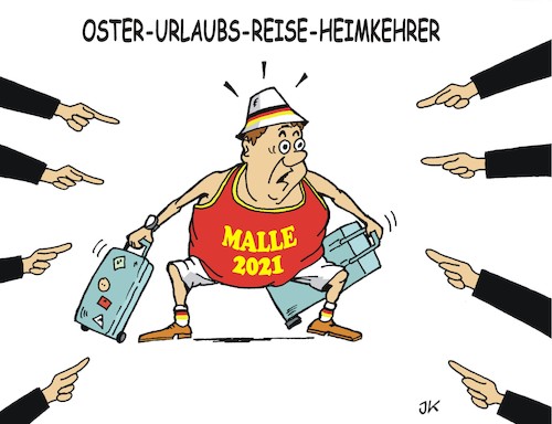 Cartoon: Osterurlaubsreiseheimkehrer (medium) by JotKa tagged ostern,corona,pandemie,coronaregeln,reisen,auslandsreisen,mallorca,tourismus,infektionen,viren,lockdown,quarantäne,ostern,corona,pandemie,coronaregeln,reisen,auslandsreisen,mallorca,tourismus,infektionen,viren,lockdown,quarantäne