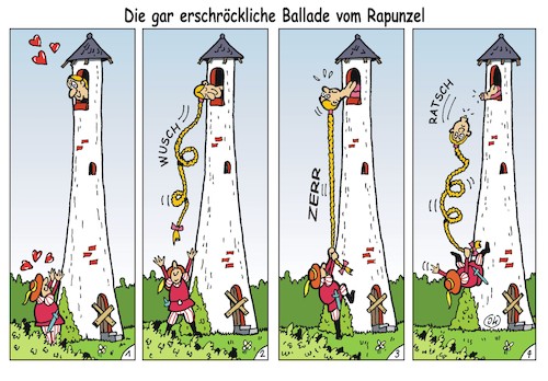 Cartoon: Rapunzel (medium) by JotKa tagged rapunzel,märchen,tragödien,balladen,mann,prinz,frau,jungfrau,prinzessin,zopf,haare,turm,unfälle,liebe,rapunzel,märchen,tragödien,balladen,mann,prinz,frau,jungfrau,prinzessin,zopf,haare,turm,unfälle,liebe