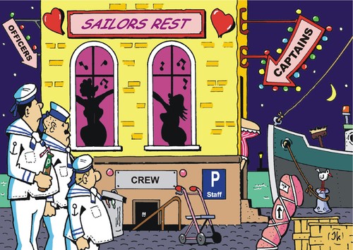 Cartoon: Sailors destiny (medium) by JotKa tagged sailors,destiny,sailor,officers,captains,maritime,shipping,marine,ships,harbor,harbors,waterfront,bar,whores,brothel,bordello,lake,ocean,love,eroticism,prostitution,loneliness,happiness,joy,quarter,ashore,reeperbahn,cities,relationships,sailors,destiny,sailor,officers,captains,maritime,shipping,marine,ships,harbor,harbors,waterfront,bar,whores,brothel,bordello,lake,ocean,love,sex,eroticism,prostitution,loneliness,happiness,joy,quarter,ashore,reeperbahn,cities,relationships