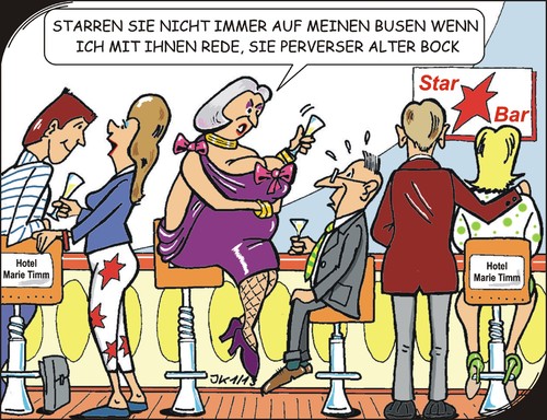 Cartoon: Sexuelle Belästigung (medium) by JotKa tagged sexuelle,belästigung,spanner,feminismus,lustmolch,lüstern,emanze,emanzipiert,frau,frauen,mann,männer,alkohol,bar,liebe,beziehungen,geschlechter,pervers,alter,bock,weiber,mode,flirt