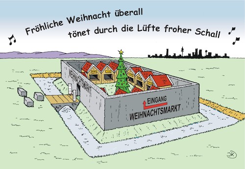 Cartoon: Sicherer Weihnachtsmarkt (medium) by JotKa tagged weihnachten,weihnachstmarkt,feste,feiern,religion,tradition,sperren,betonsperren,mauern,terrorismus,salafismus,is,isis,terroranschläge,innere,sicherheit,polizei,justiz,behörden,feiertage,weihnachten,weihnachstmarkt,feste,feiern,religion,tradition,sperren,betonsperren,mauern,terrorismus,salafismus,is,isis,terroranschläge,innere,sicherheit,polizei,justiz,behörden,feiertage