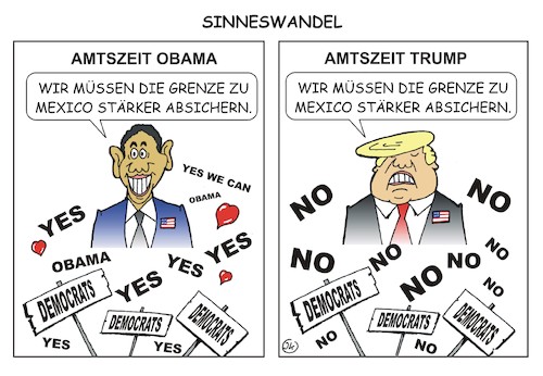 Cartoon: Sinneswandel (medium) by JotKa tagged usa,mexico,grenze,grenzsicherung,mauer,wall,republikaner,demokraten,representantenhaus,trump,obama,wahlkampf,parteien,shut,down,haushaltssperre,usa,mexico,grenze,grenzsicherung,mauer,wall,republikaner,demokraten,representantenhaus,trump,obama,wahlkampf,parteien,shut,down,haushaltssperre