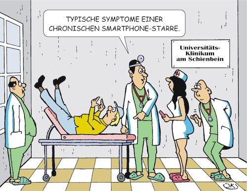 Cartoon: Smartphone-Starre (medium) by JotKa tagged smartphone,handy,internet,digitalisierund,gesellschaft,lifestyle,medizin,ärzte,arzt,krankheiten,chronisch,symptome,klinik,krankenhaus,universität,smartphone,handy,internet,digitalisierund,gesellschaft,lifestyle,medizin,ärzte,arzt,krankheiten,chronisch,symptome,klinik,krankenhaus,universität