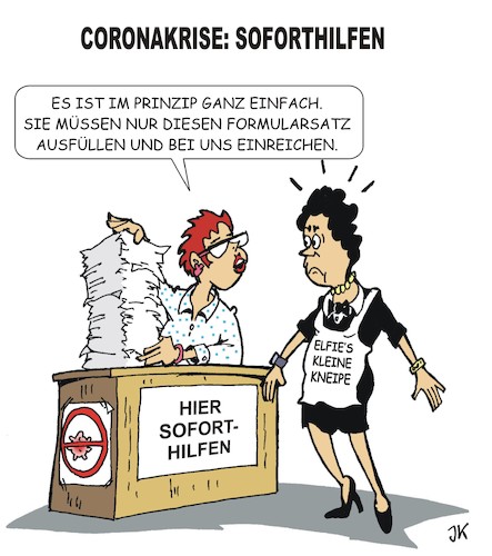 Cartoon: Soforthilfen (medium) by JotKa tagged coronakrise,viren,krankheiten,ausgangsbeschränkungen,wirtschaft,gewinn,gewinneinbruch,existenznöte,finanzen,soforthilfen,hilfspakete,statt,bürokratie,kneipen,restaurants,geld,coronakrise,viren,krankheiten,ausgangsbeschränkungen,wirtschaft,gewinn,gewinneinbruch,existenznöte,finanzen,soforthilfen,hilfspakete,statt,bürokratie,kneipen,restaurants,geld