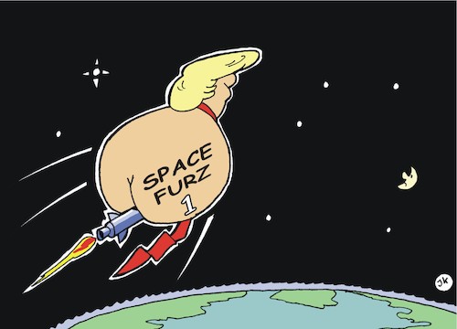 Cartoon: Space Furz 1 (medium) by JotKa tagged space,force,rüstung,weltraumrüstung,weltraumarmee,nachrüstung,aufrüstung,trump,kalter,krieg,putin,eu,nato,inf,vertrag,space,force,rüstung,weltraumrüstung,weltraumarmee,nachrüstung,aufrüstung,trump,kalter,krieg,putin,eu,nato,inf,vertrag