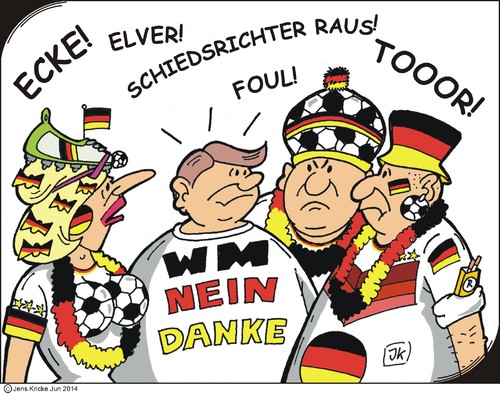 Cartoon: Stadionfieber (medium) by JotKa tagged fussballstadion,stadion,deutschland,wm2014,brasilien,fussballer,fanartikel,fans,trikot,nationalmannschaft,fussballweltmeisterschaft,fussball,wm