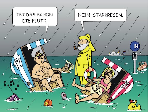 Cartoon: Starkregen (medium) by JotKa tagged umwelt,natur,erderwärmung,regenfälle,unwetter,urlaub,strand,strandkorb,nordsee,meer,ozean,klima,wetter,sommer,klimawandel,umwelt,natur,erderwärmung,regenfälle,unwetter,urlaub,strand,strandkorb,nordsee,meer,ozean,klima,wetter,sommer,klimawandel