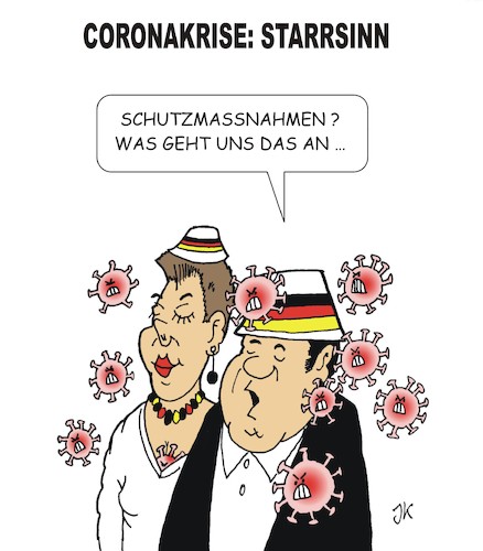 Cartoon: Starrsinn (medium) by JotKa tagged corona,krise,maßnahmen,abstand,halten,deutschland,ignoranten,egoisten,bundesseuchengesetz,ausgangssperre,krankheiten,gesellschaft,krisenzeiten,corona,krise,maßnahmen,abstand,halten,deutschland,ignoranten,egoisten,bundesseuchengesetz,ausgangssperre,krankheiten,gesellschaft,krisenzeiten