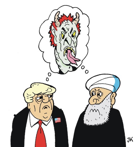 Cartoon: Teufel (medium) by JotKa tagged teufel,trump,mullahs,washington,teheran,usa,iran,nahost,nahostkrise,terror,krieg,teufel,trump,mullahs,washington,teheran,usa,iran,nahost,nahostkrise,terror,krieg
