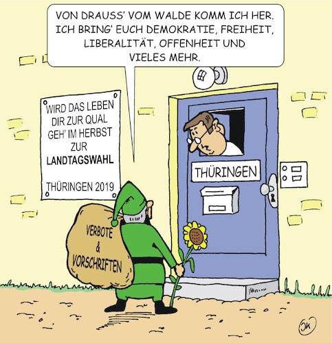 Cartoon: Thüringen und die Grünen (medium) by JotKa tagged thüringen,landtagswahlen,2019,die,grünen,parteien,wahlkampf,politik,thüringen,landtagswahlen,2019,die,grünen,parteien,wahlkampf,politik