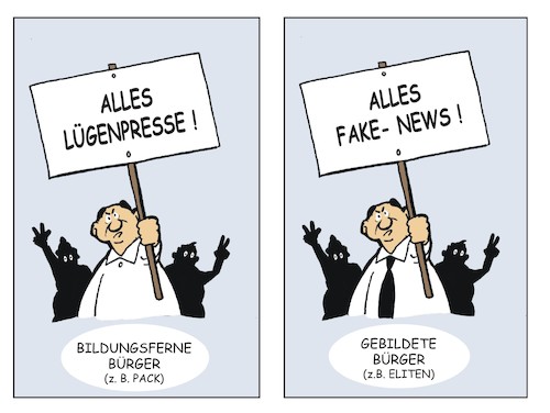 Cartoon: Unterschiede (medium) by JotKa tagged gesellschaft,bildung,meinungen,fake,news,lügenpresse,lügen,fakes,gesellschaftsschichten,eliten,gesellschaft,bildung,meinungen,fake,news,lügenpresse,lügen,fakes,gesellschaftsschichten,eliten