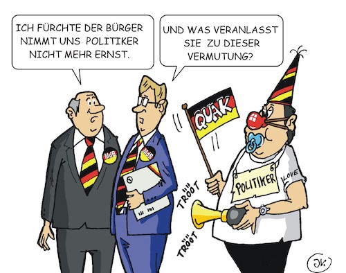 Cartoon: Vertrauensverlust (medium) by JotKa tagged politiker,parteien,politik,bürger,vertrauen,vertrauensverlust,politikmüdigkeit,bundesregierung,politiker,parteien,politik,bürger,vertrauen,vertrauensverlust,politikmüdigkeit,bundesregierung