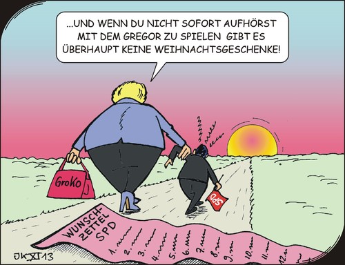 Cartoon: Wunschzettel (medium) by JotKa tagged abstimmung,mitgliederbefragung,mitglieder,debatten,parteien,berlin,groko,sondierungsgespräche,sondierungen,sondierung,koalitionsverhandlungen,koalition,bundesregierung,bundestag,grüne,linke,csu,cdu,spd,gabriel,merkel