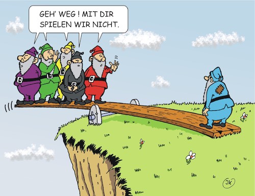 Cartoon: Zwerge unter sich (medium) by JotKa tagged politik,parteien,demokratie,ausgrenzung,politik,parteien,demokratie,ausgrenzung