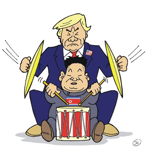 Cartoon: Little Drummerboy (medium) by JotKa tagged nordkorea,usa,trump,atomschlag,krieg,krise,koreakrise,atomwaffen,nordkorea,usa,trump,atomschlag,krieg,krise,koreakrise,atomwaffen