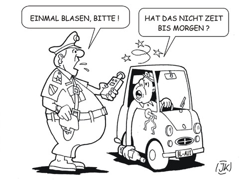 Cartoon: Polizeikontrolle (medium) by JotKa tagged polizei,autofahrer,kontrolle,alkohol,am,steuer,party,alkotest,blasen,betrunkener,polizei,autofahrer,kontrolle,alkohol,am,steuer,party,alkotest,blasen,betrunkener