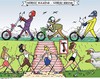 Cartoon: Biker und Walker (small) by JotKa tagged nordic,walking,biking,cycling,laufen,wandern,motorrad,motorradfahren,lifestyle,mode,sportler,gesundheit,ausdauer,nordsee,deich,meer,sonne,sand,urlaub,freizeit,freizeitangebot,küste,anker,schiffe,fähre,insel