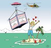 Cartoon: Frau in Seenot (small) by JotKa tagged inselwitz,seenot,insel,frau,strandung,seenotrettung,sar,flugzeug,schuhe,stylish,meer,ozean,see,palmen,fallschirm