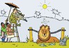 Cartoon: Freizeitjäger (small) by JotKa tagged jäger großwild großwildjäger geld reichtum hobby freizeit tiere tierquälerei zucht tierzucht gehege afrika cicel löwe giraffe antilope urwald savanne natur jagd simbabwe tierschutz männer frauen gesellschaft tod umwelt wirtschaft gewinne