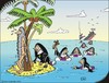 Cartoon: Nix als Pech - Only bad luck (small) by JotKa tagged pech insel schiffbruch gestrandet ozean schiff nonnen zölibat einsamkeit enthaltsamkeit rettungsring männer frauen er sie liebe leid bart nackt kutte palmen kokosnuss flasche fisch wolken kreuz kirche leidenschaft sex rettung island stranded shipwreck oce