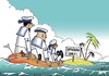 Cartoon: Schiffbruch (small) by JotKa tagged schiffbruch,seefahrt,floß,rettungsinsel,insel,matrosen,offiziere,kapitäne,meer,see,ozean,natur,seenot,stand,palmen,wellen,sos,sailors,officers,captains,ocean,ships,rescue,rettung