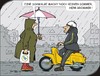 Cartoon: Sommerschwalbe (small) by JotKa tagged schwalbe sommer wetter oma opa regen wind wasser kalt warm moped motorrad fahrrad nostalgie technik ddr simson urlaub sommerferien