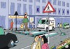 Cartoon: Verkehrsschild 9 Traffic sign 9 (small) by JotKa tagged verkehrsschilder fahrschule fahrlehrer führerschein straßen verkehr behörden straßenbau beschilderungen gesellschaft wirtschaft auto automobil straßenverkehrsordnung führerescheinprüfung zebrastreifen fußgänger fußgängerüberweg ampel stadt bäcker reisebür