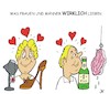 Cartoon: Was wir lieben (small) by JotKa tagged liebe beziehungen männer frau er sie schuhe schmuck shopping bier steaks grillen gesellschaft erotik sex