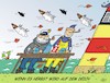 Cartoon: Wenn es Herbst wird (small) by JotKa tagged herbst winter jahreszeiten deich küste see meer laub blätter stürme sturm leuchtturm tee schafe landschaft wetter umwelt