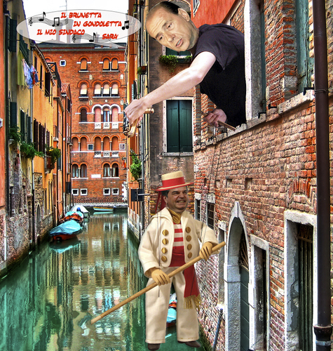 Cartoon: Brunetta in gondoletta (medium) by azamponi tagged berlusconi,elezioni,venezia