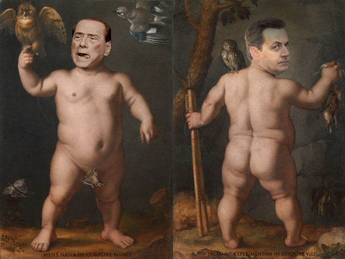 Cartoon: DE HORRORUM NATURAE (medium) by azamponi tagged morgante,nano,berlusconi,sarkozy