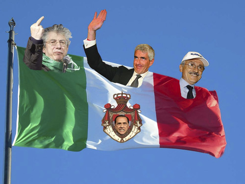 Cartoon: La bandiera tricolore (medium) by azamponi tagged italy,politics,berlusconi