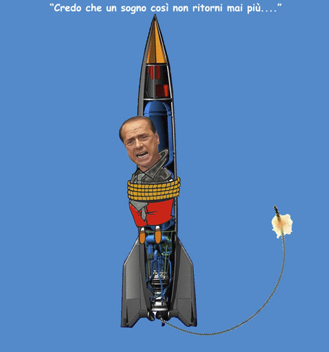 Cartoon: Nel blu dipinto di blu-volare (medium) by azamponi tagged berlusconi,missile,volare,hope,blu