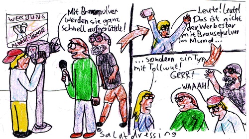 Cartoon: Brausepulverwerbung (medium) by Salatdressing tagged tollwut,pulver,brausepulver,brause,werbung