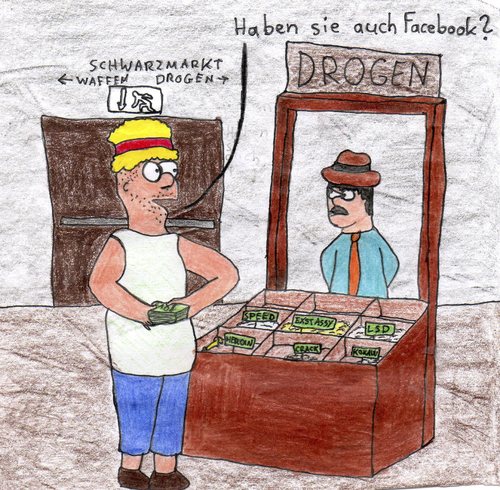 Cartoon: Facebook (medium) by Salatdressing tagged drogen,facebook,zuckerberg,mark,marc,drogenhändler,such,süchtig,soziales,netzwerk,groß,riesig,weltweit,größte,mafia,verkaufen,teuer,in,kultur,medien,börse,börsenstart