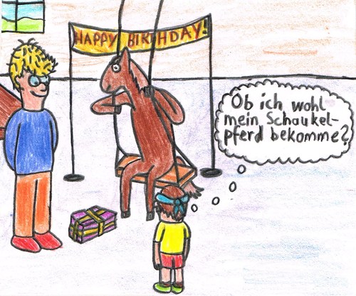 Cartoon: Geburtstagsgeschenke (medium) by Salatdressing tagged geburtstag,geburtstagsgeschenk,geburtstagsgeschenke,geschenke,geschenk,heiko,geburtstage,pferd,schaukelpferd