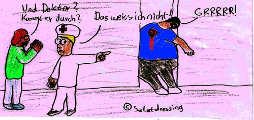 Cartoon: Kommt er durch ? (medium) by Salatdressing tagged tod,krankheit,unfall,doktor,tür,krankenhaus,arzt
